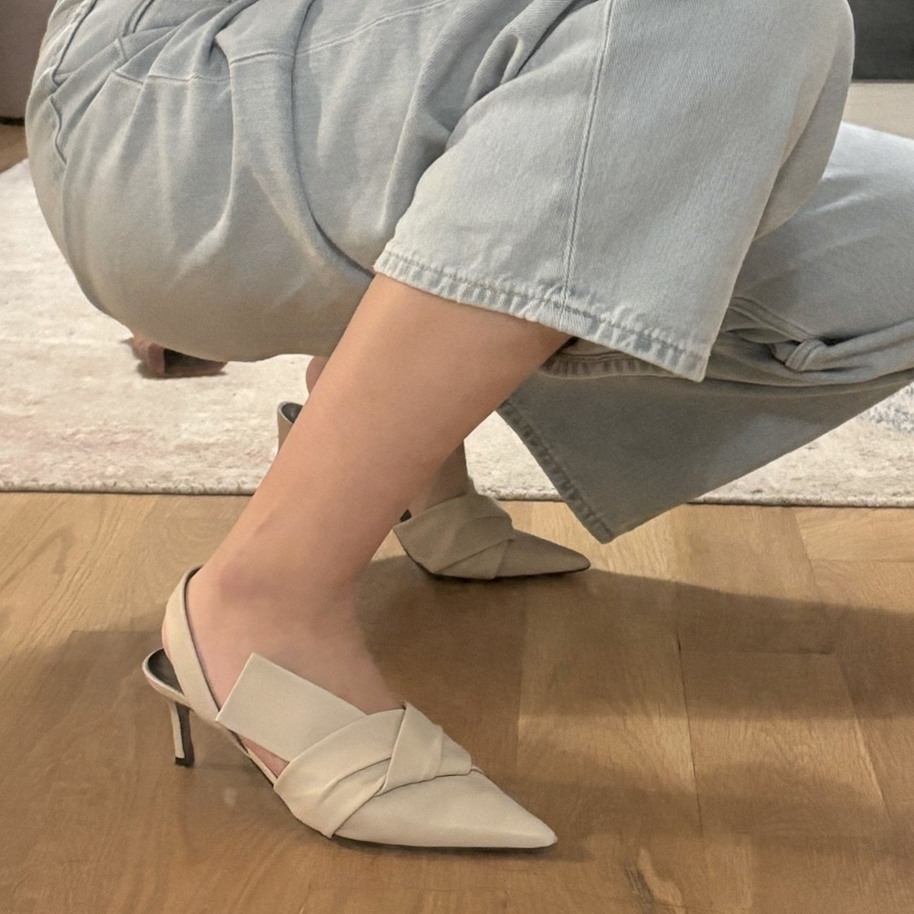 Via Spiga leather upper slingback heel with knot detail